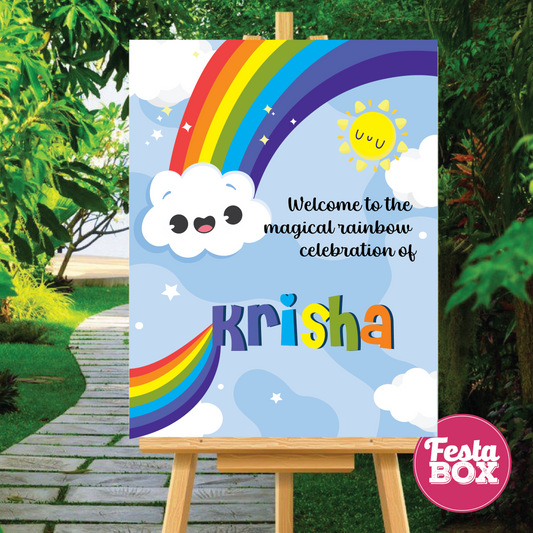 Welcome Sign for Birthday Party Decoration - Rainbow Theme - Option 2