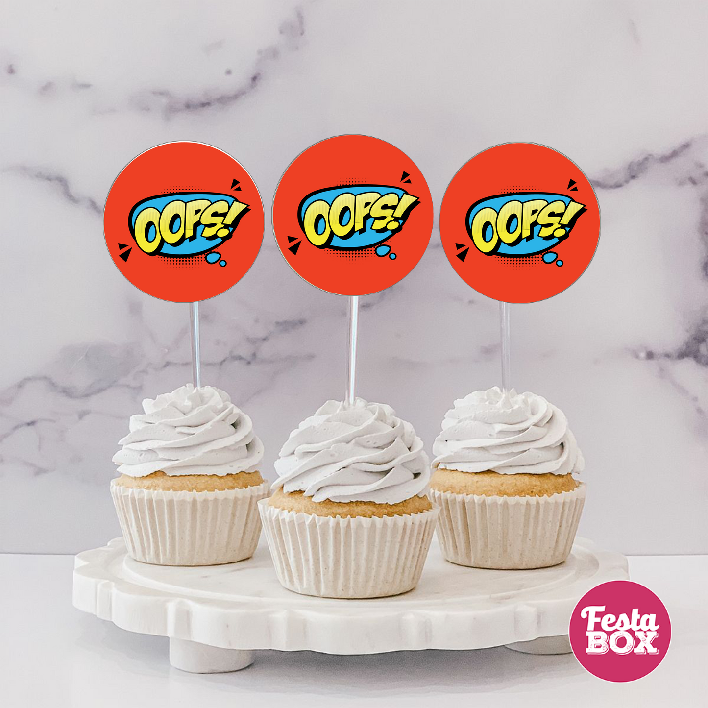 Cupcake Topper - Superhero Theme (Set of 6) - Option 2