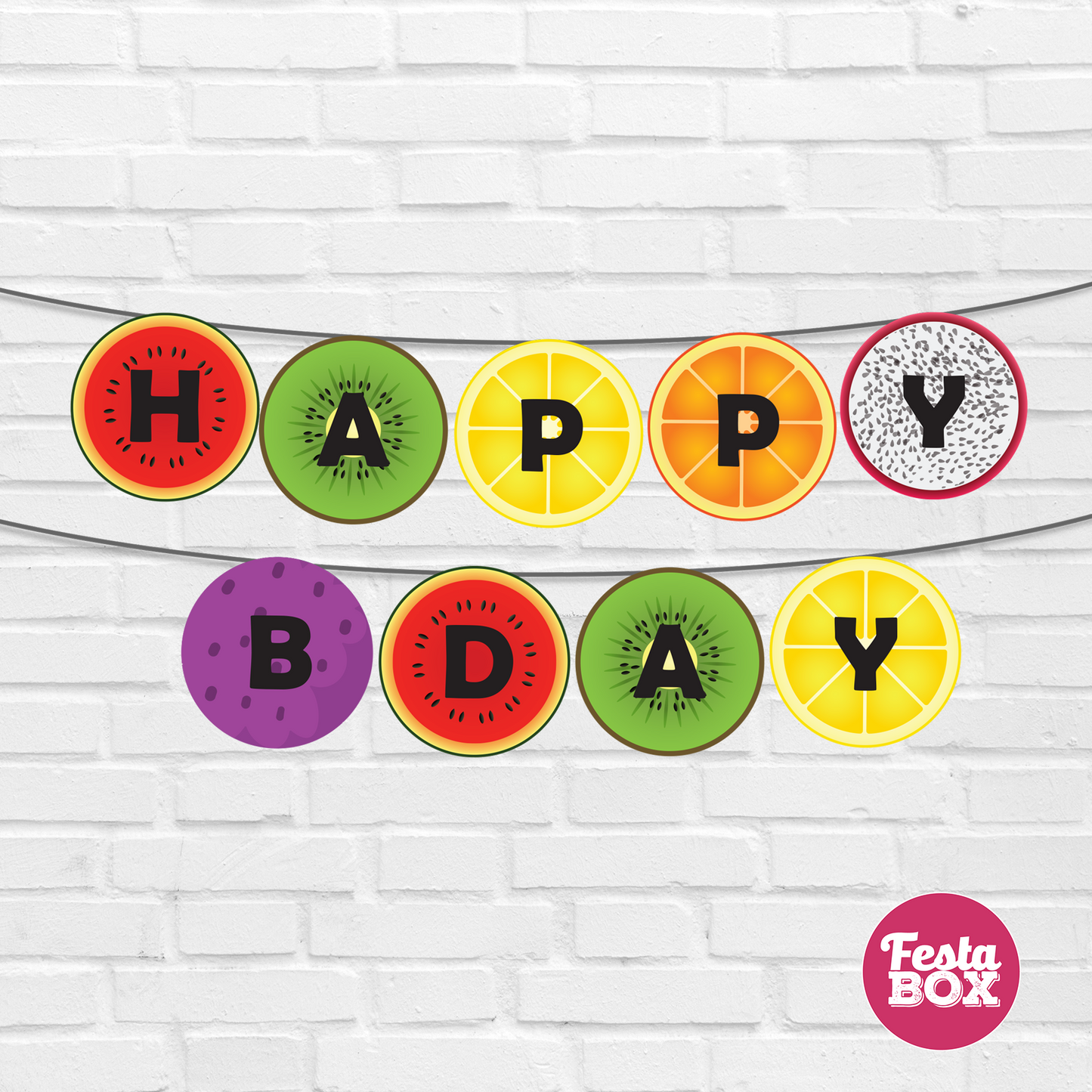 Background Banner for Birthday Party Decoration - Fruit Theme - Option 2