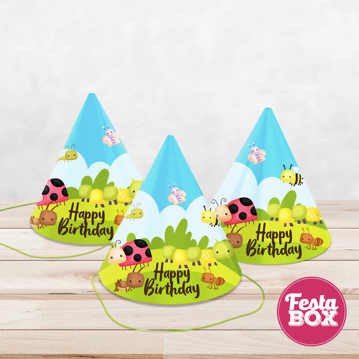 Birthday Party Caps - Bugs Theme (Set of 6) - Option 1