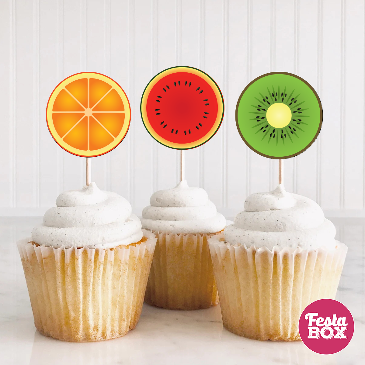 Cupcake Topper - Fruit Theme (Set of 6) - Assorted