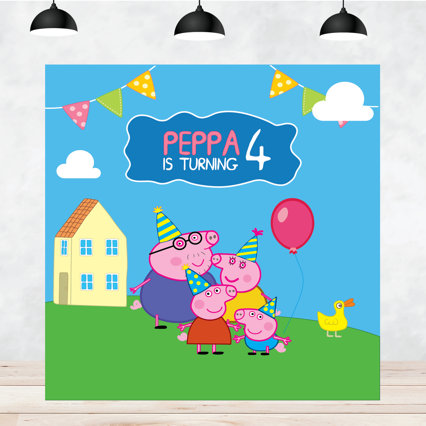 Peppa pig theme birthday Backdrop