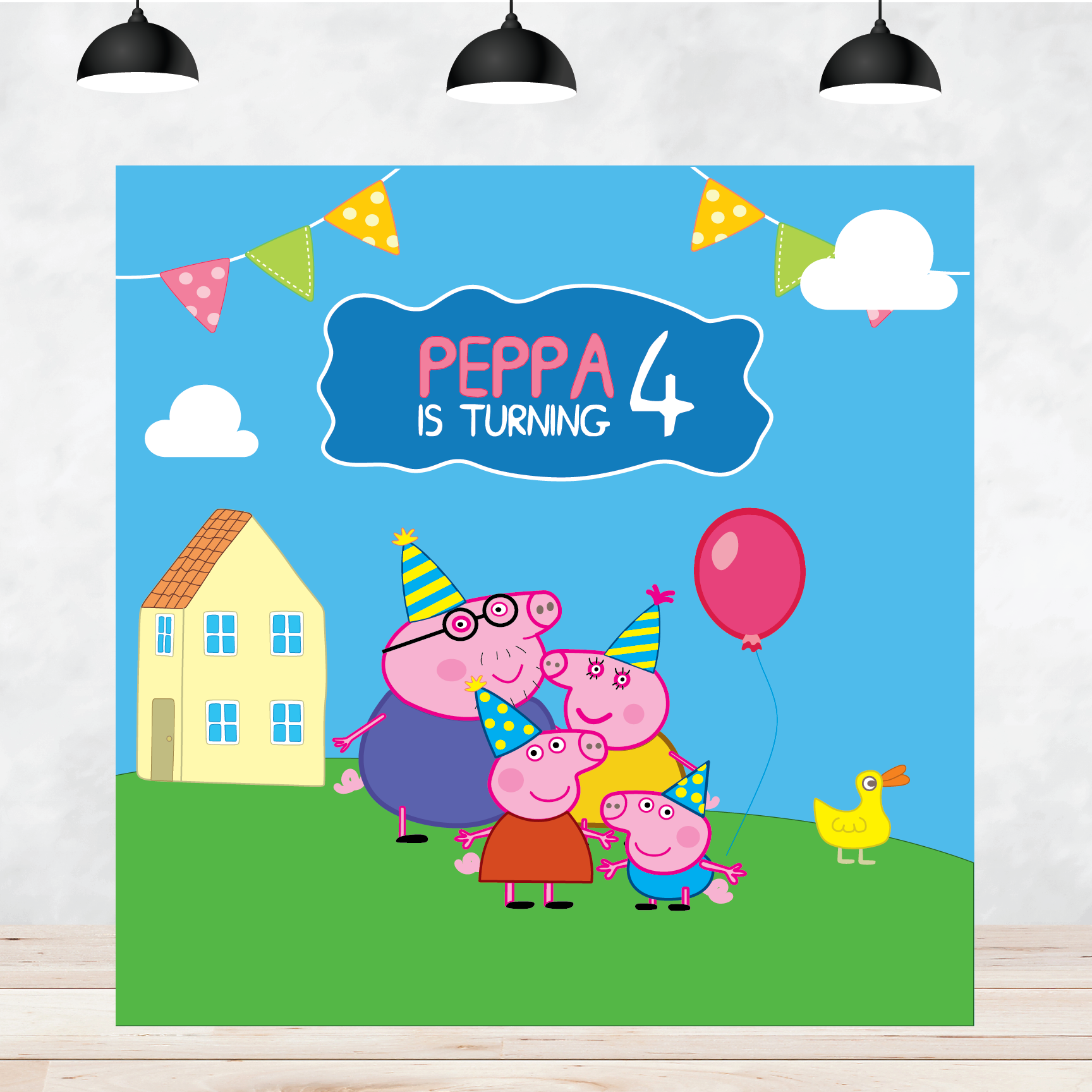 Peppa pig theme birthday Backdrop