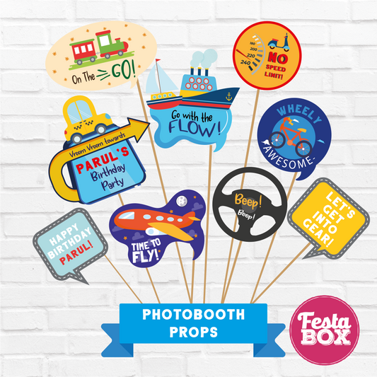 Photobooth Props for Birthday Party Decoration - Transport Theme