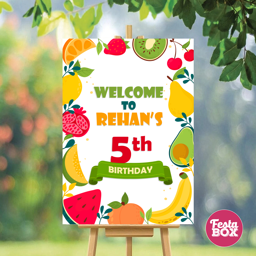 Welcome Sign for Birthday Party Decoration - Fruit Theme - Option 1