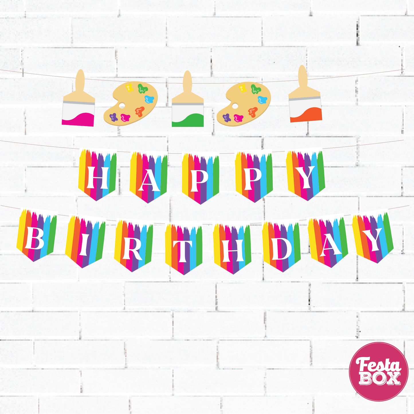 Birthday Banner for Birthday Party Decoration - Art Theme Option 1