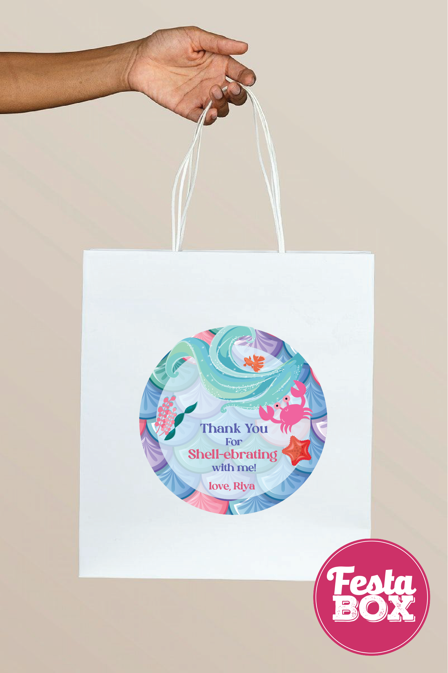 Return Gift Bags for Birthday Party - Mermaid Theme (Set of 6)- Option 2