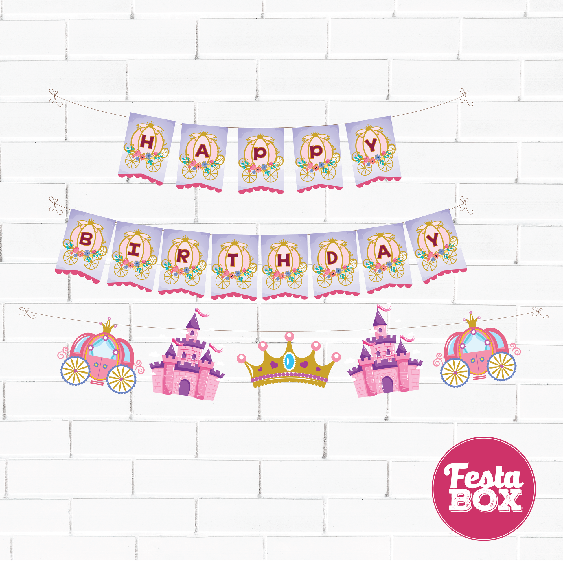 Background Banner for Birthday Party Decoration - Princess Theme - Option 2