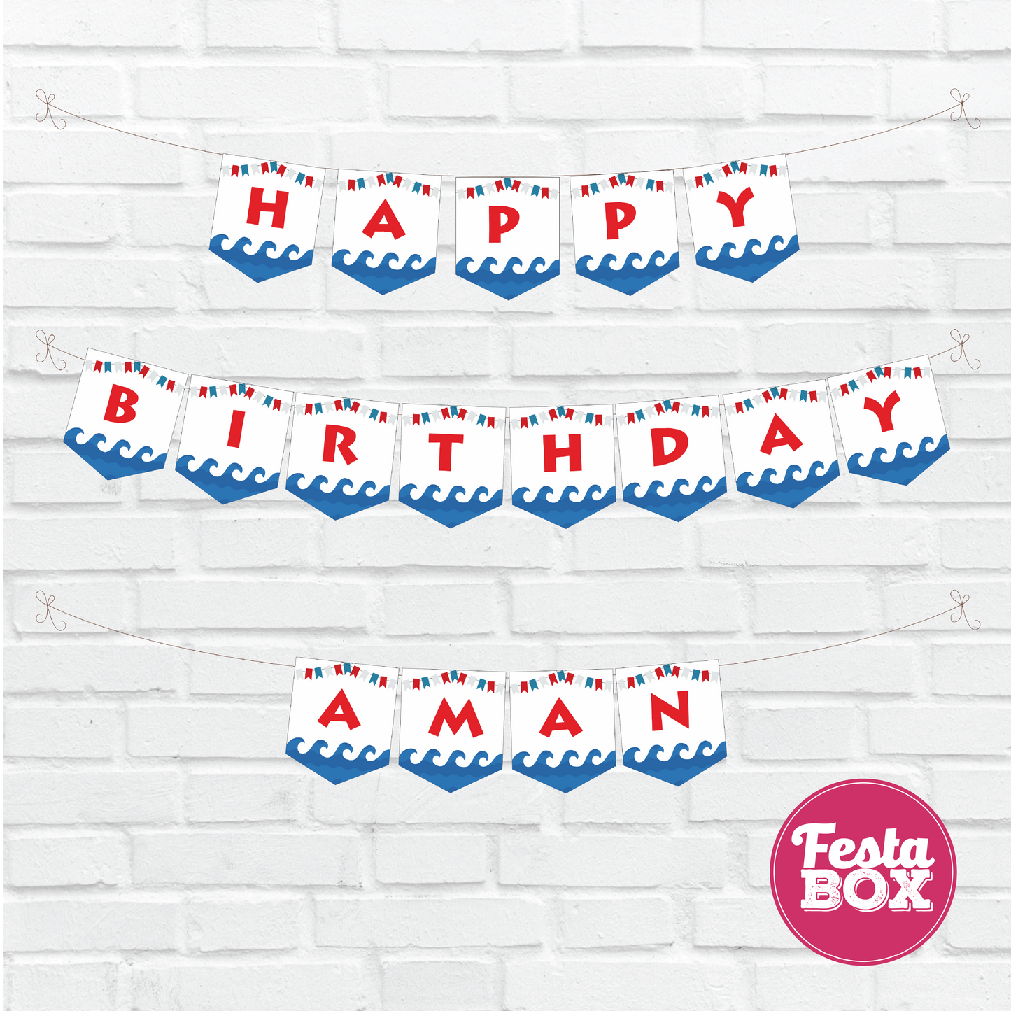 Background Banner for Birthday Party Decoration - Nautical Theme - Option 2
