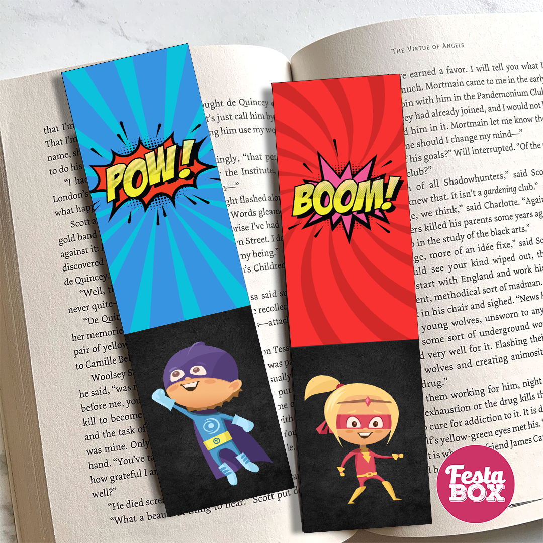 Bookmark – Superhero Birthday Party Theme (Set of 6 Pairs)