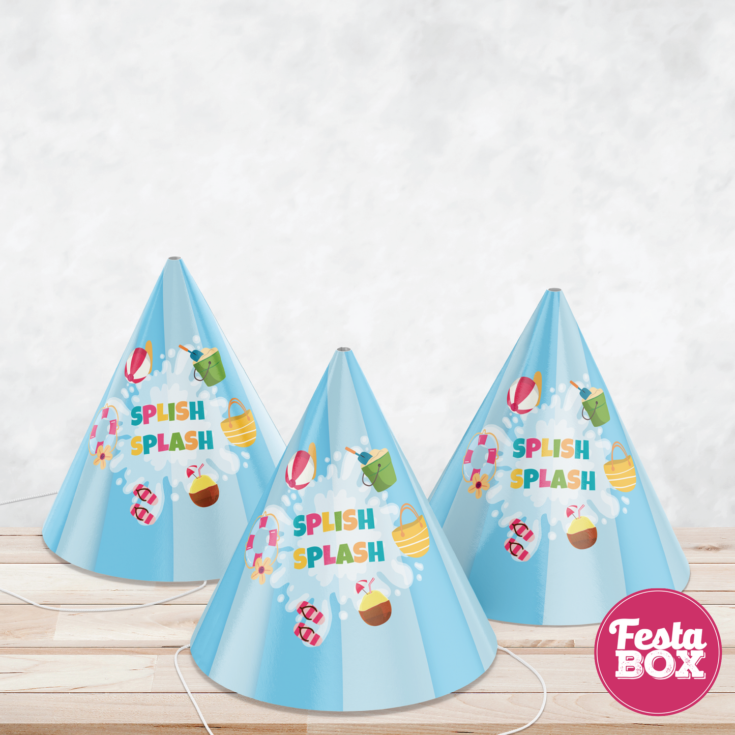 Birthday Party Caps - Beach Theme (Set of 6) - Option 1