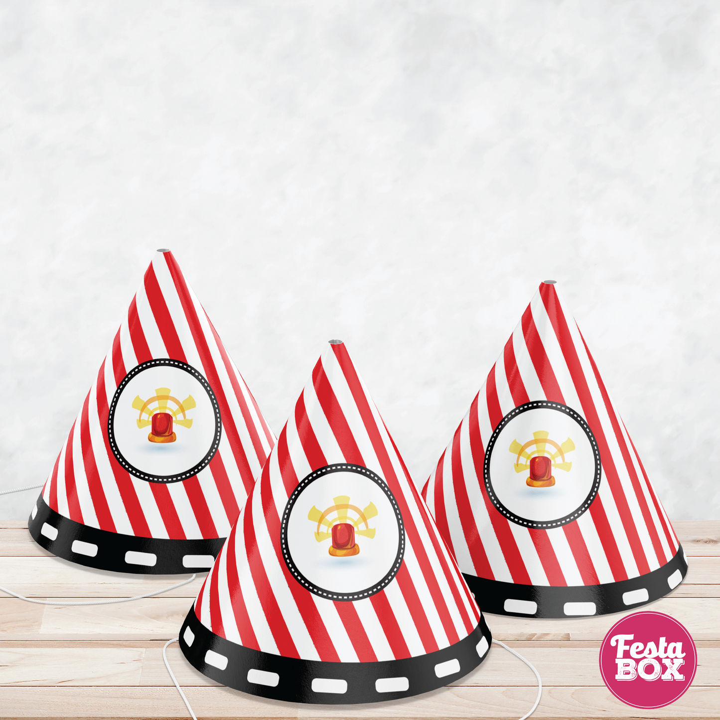 Birthday Celebration Caps - Firetruck Theme (Set of 6) - Option 2