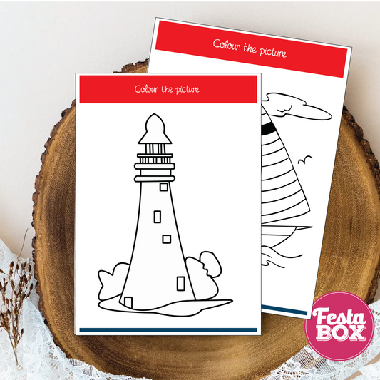 Birthday Party Game - Colouring Sheet (2 per set) - Nautical Theme (Set of 6) - Option 1