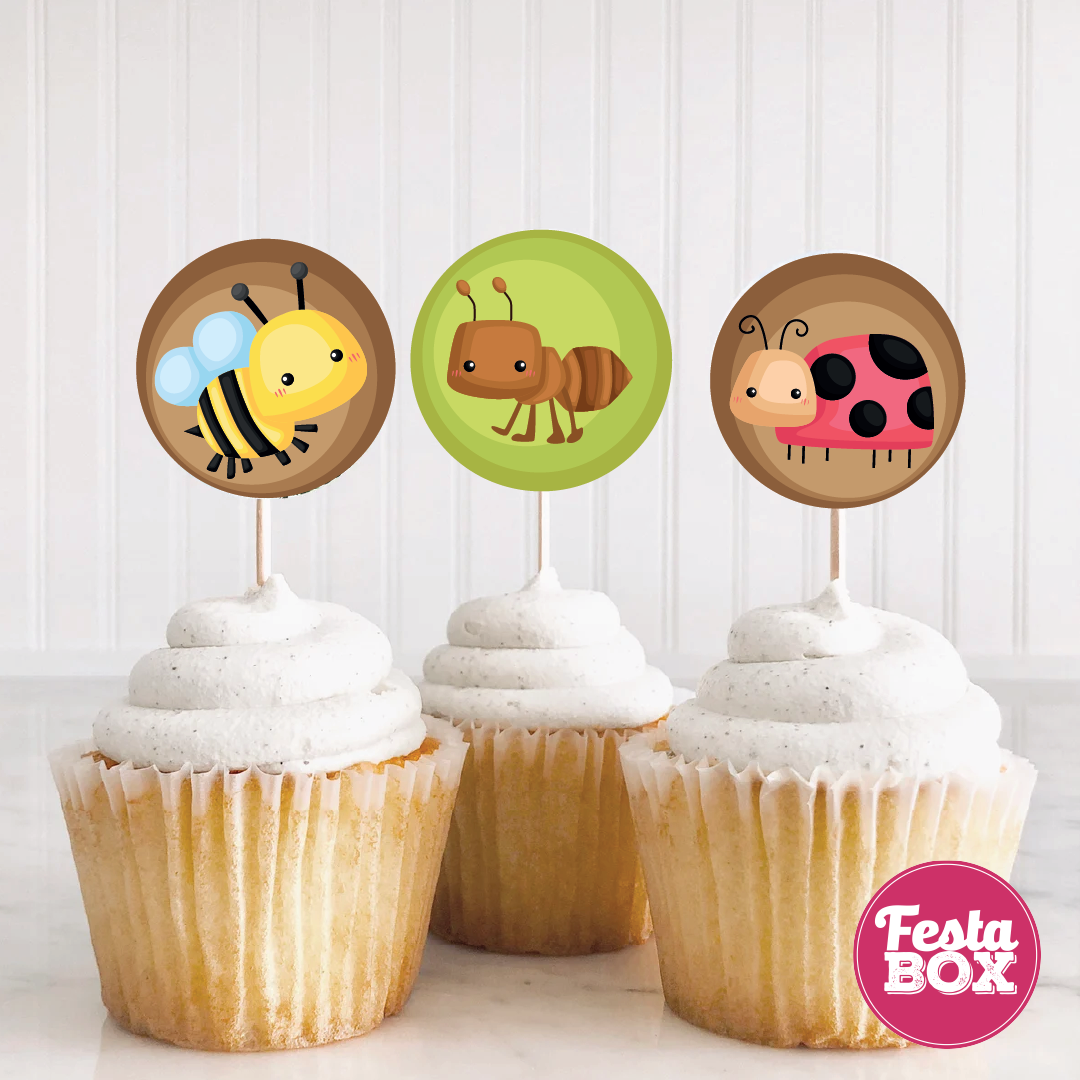 Cupcake Topper for Birthday Party - Bugs Theme (Set of 6) - Assorted