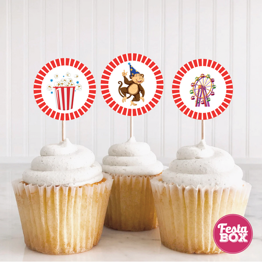 Cupcake Topper - Carnival Theme (Set of 6) - Assorted - Option 2