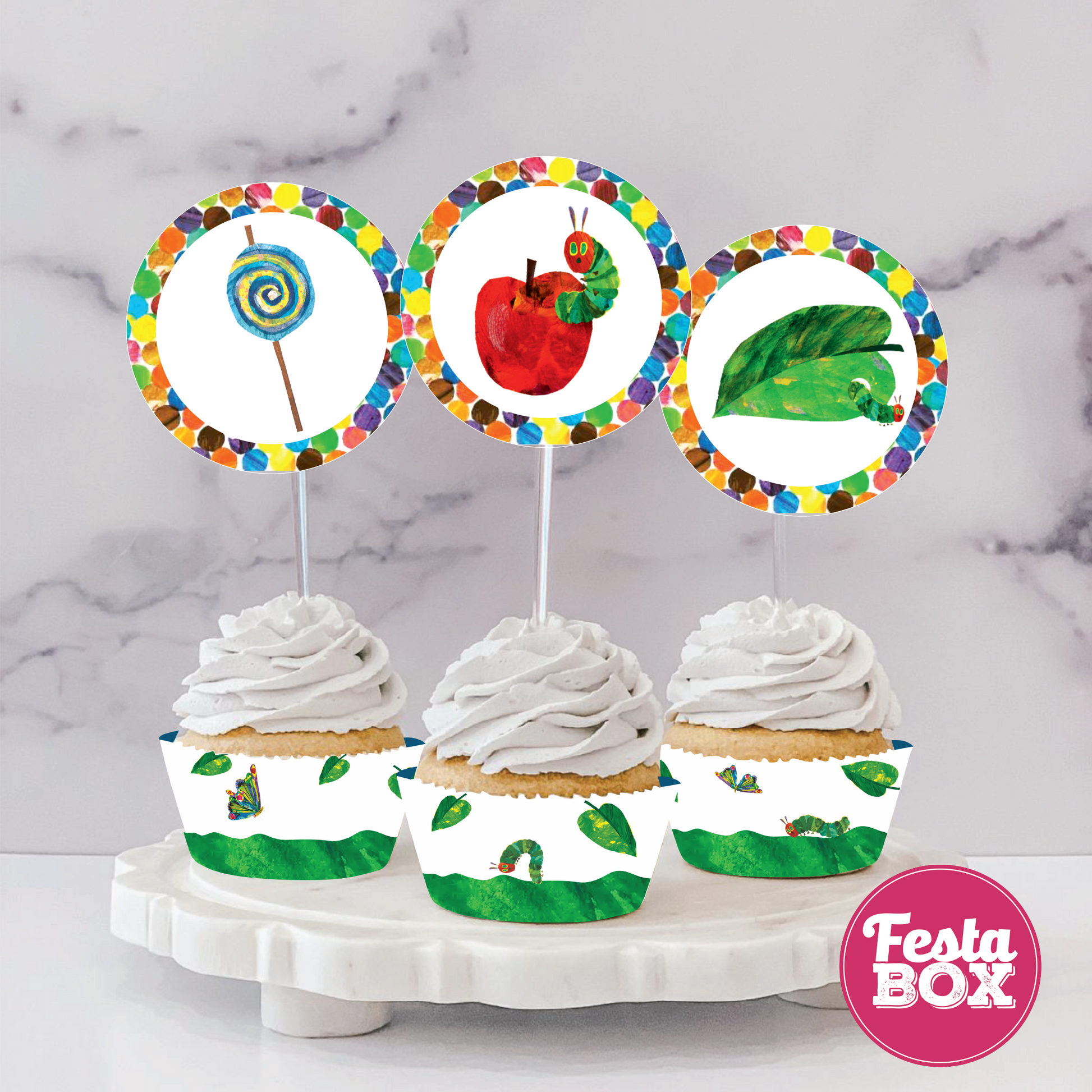 Cupcake Topper - Hungry Caterpillar Theme (Set of 6) - Assorted - Option 2