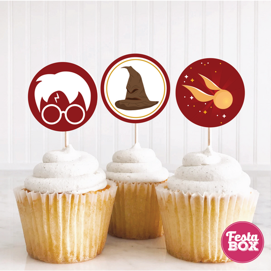 Cupcake Topper for Birthday Party - Harry Potter Theme (Set of 6) - Assorted