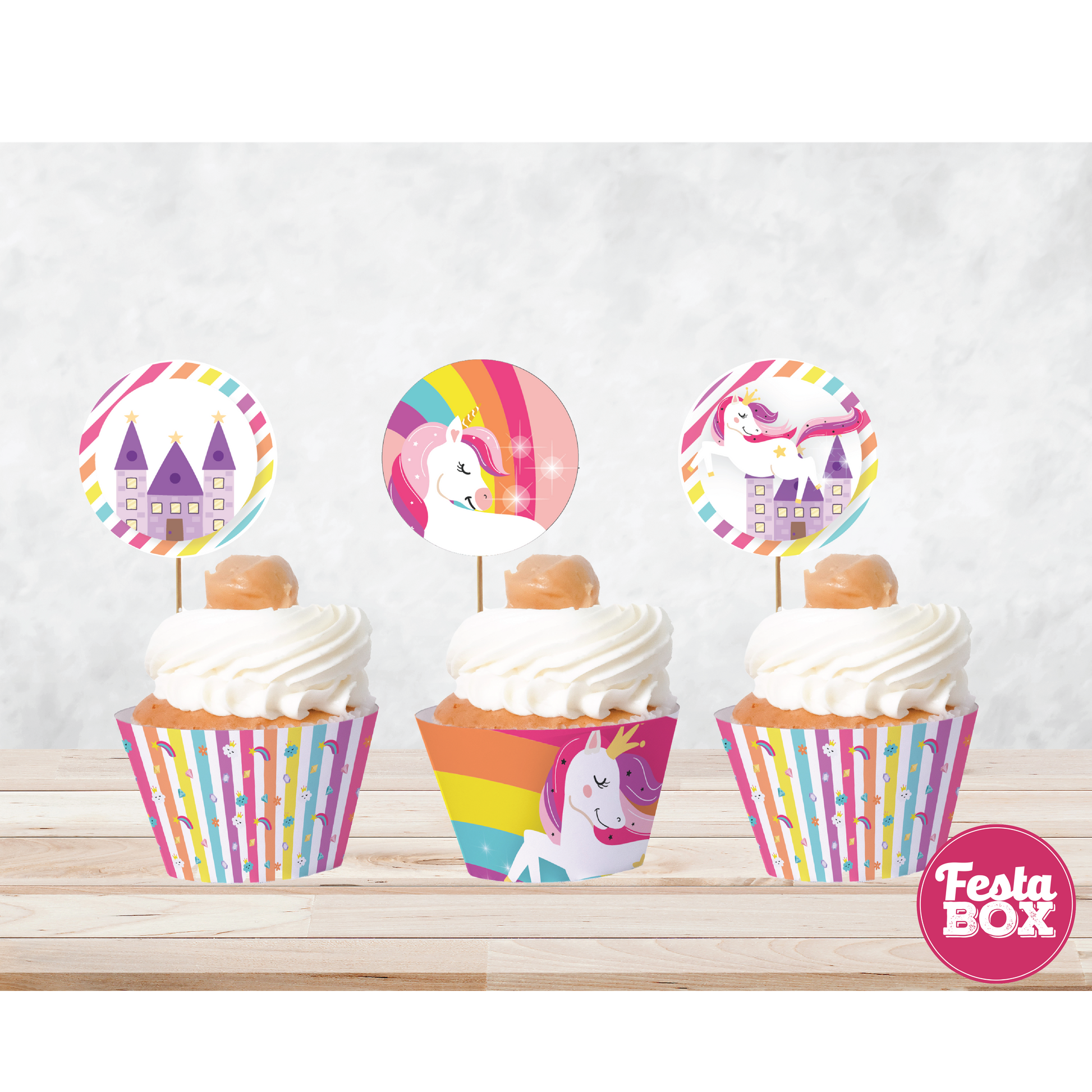 Cupcake Wrappers for Birthday Party Decoration - Unicorn Theme (Set of 6) - Assorted