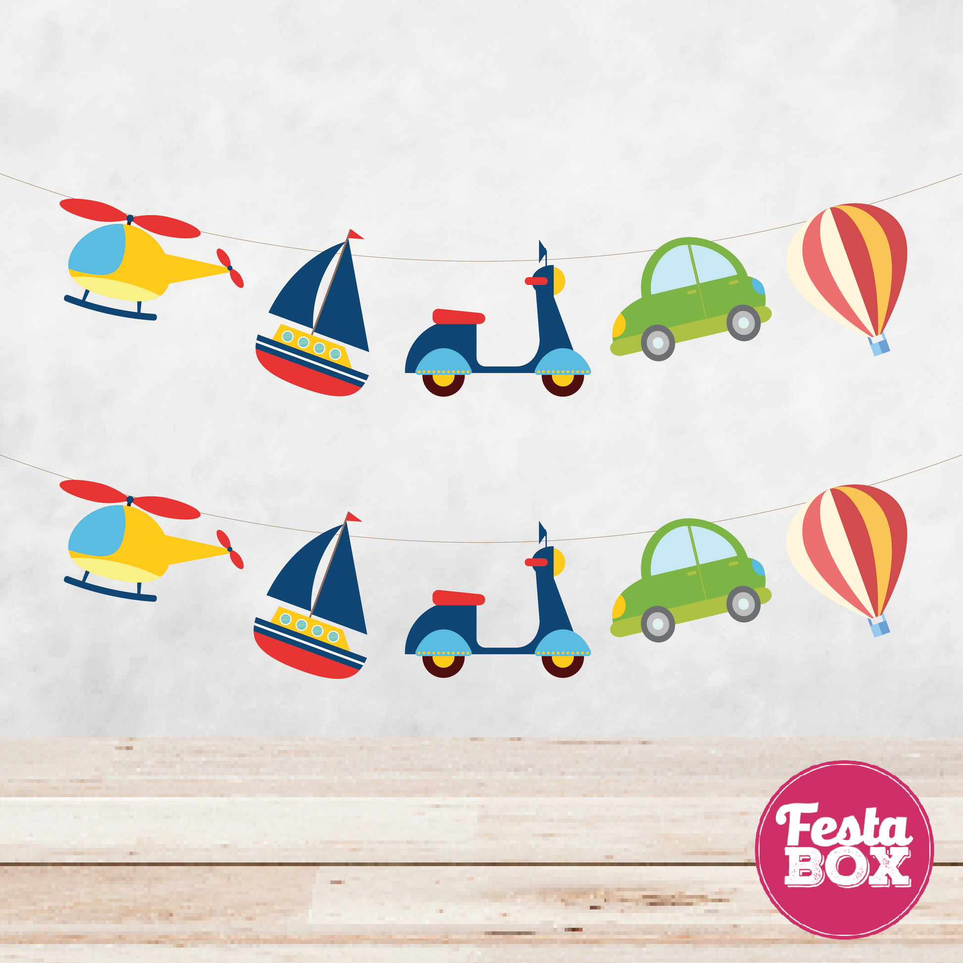 Background Banner for Birthday Party Decoration - Transport Theme Option 1