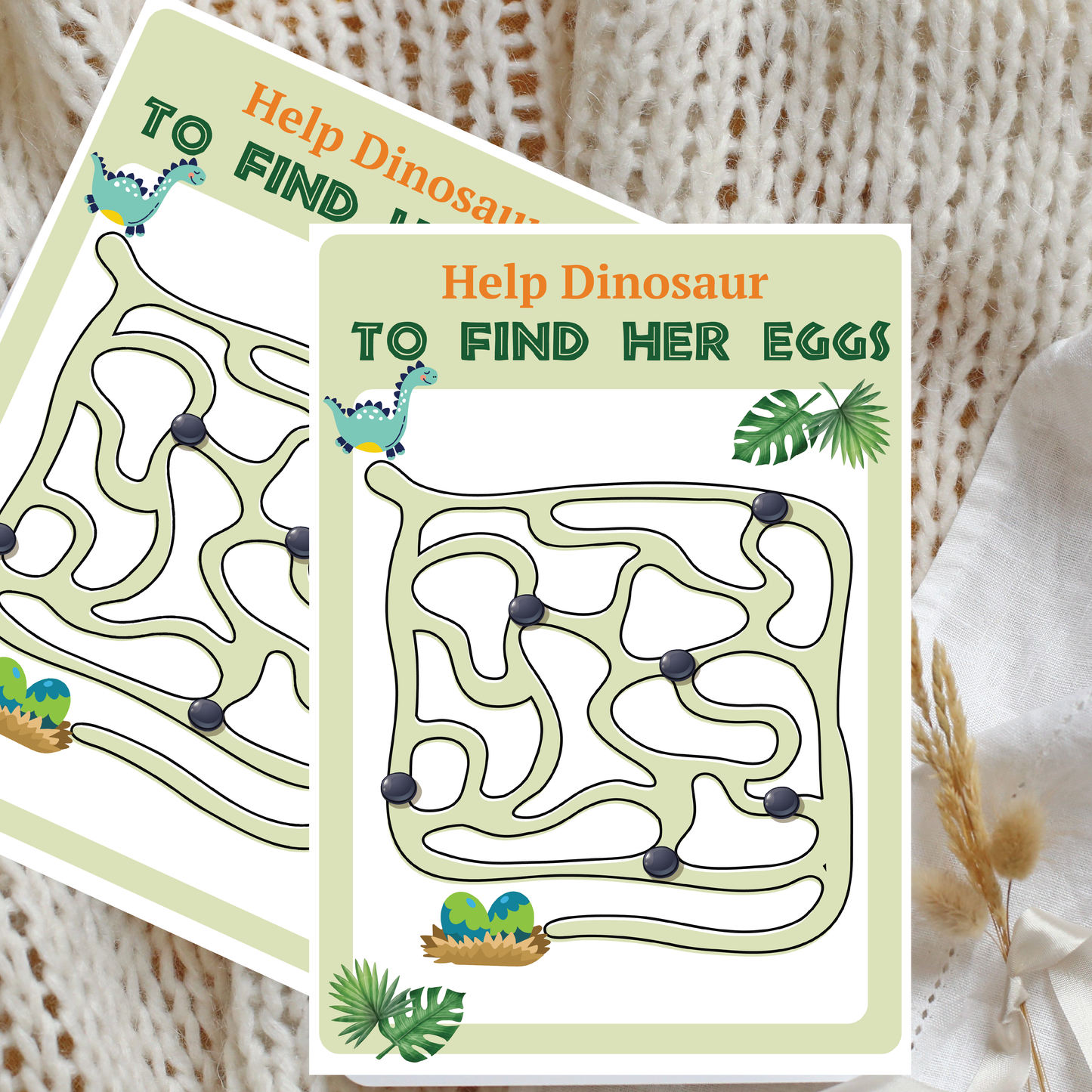 Birthday Game - Dino maze - Dinosaur Theme (Set of 6)