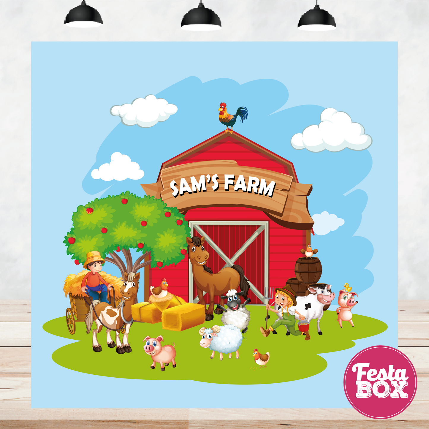 Backdrop for Birthday Party - Farm Animals Theme