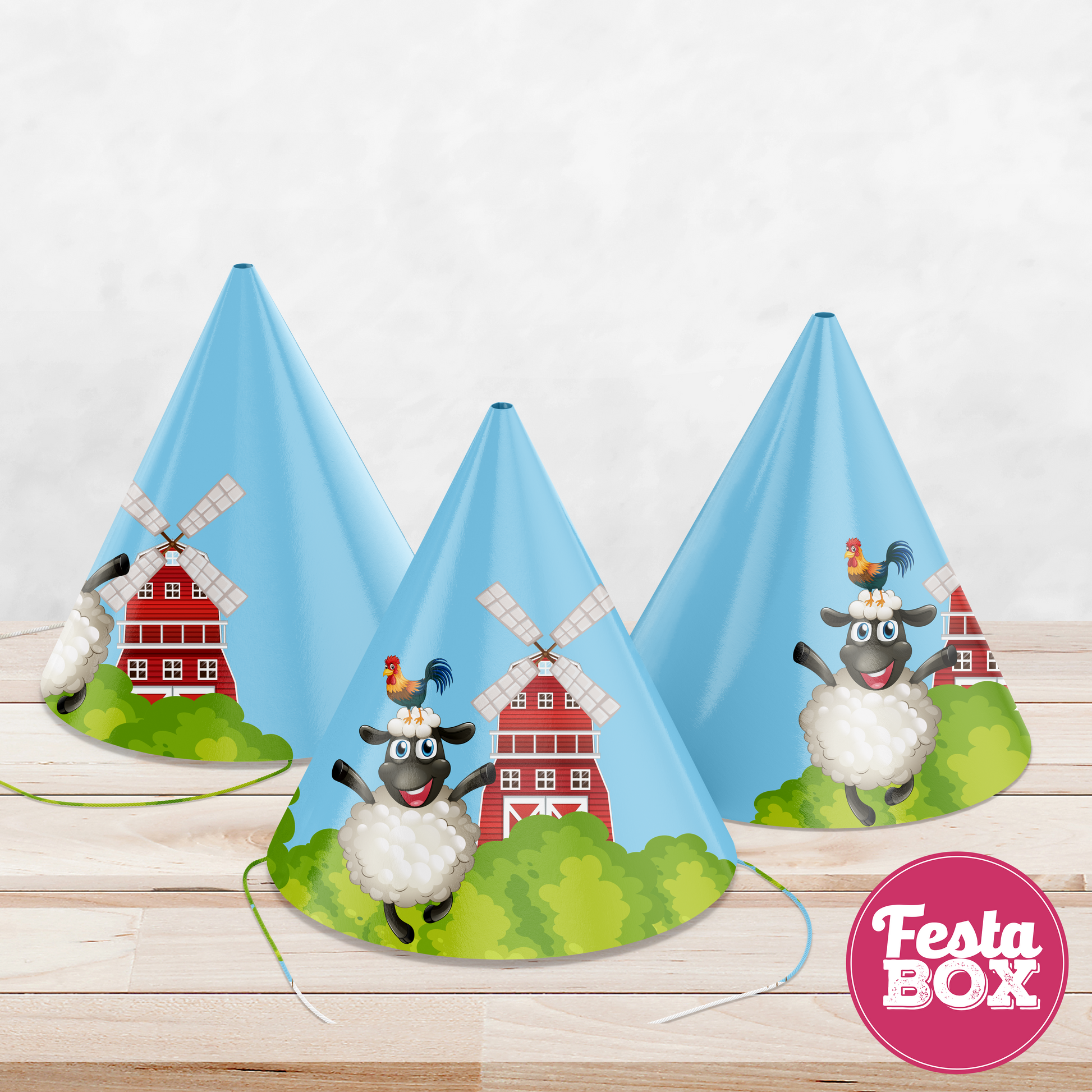 Birthday Celebration Caps - Farm Animal Theme (Set of 6) - Option 1