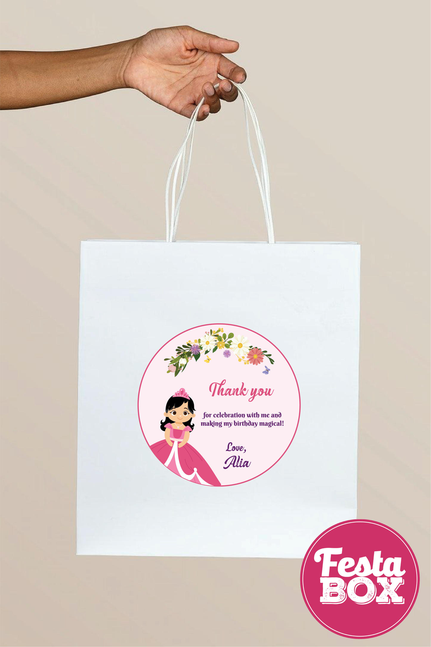 Return Gift Bags for Birthday Party - Princess Theme (Set of 6) - Option 1