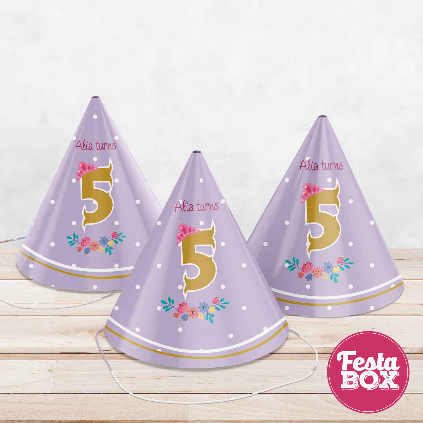 Birthday Celebration Caps - Princess Theme (Set of 6) - Option 1