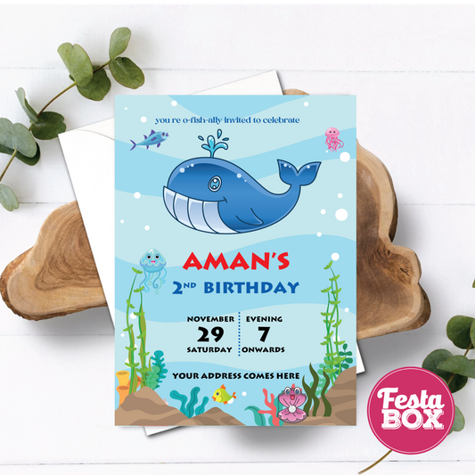 Birthday Party Invitation - Under the Sea Theme (Set of 6) - Option 1