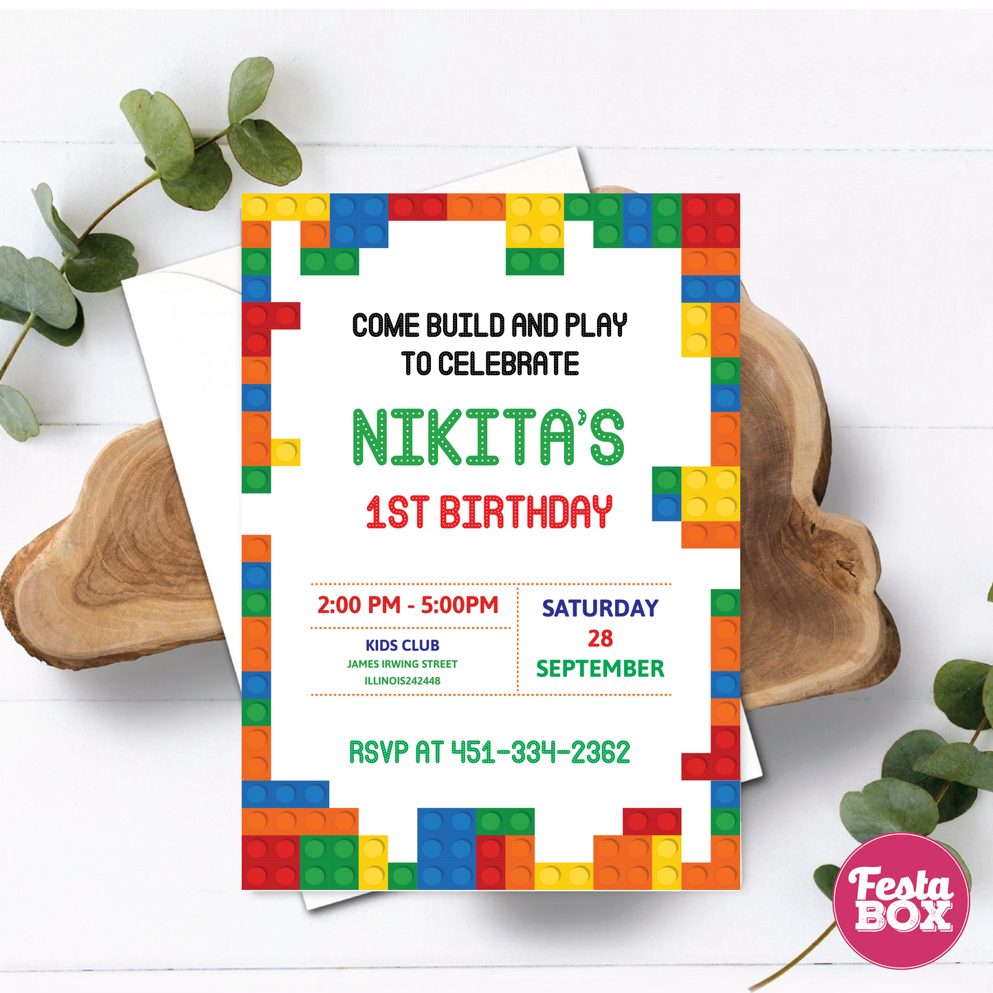 Birthday Party Invitation - Lego Theme 