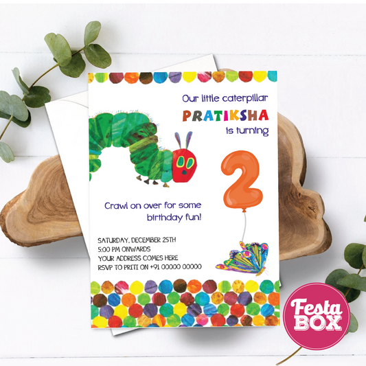 Birthday Party Invitation - The Very Hungry Caterpillar Theme by Festabox (Set of 6) - Option 1