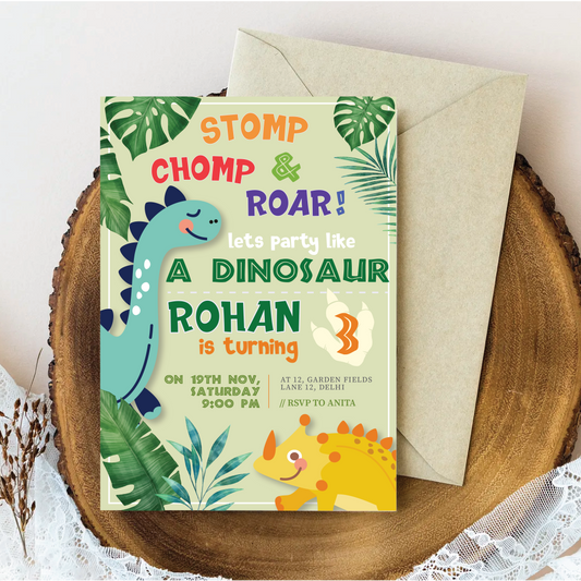 Birthday Party Invitation - Dinosaur Theme (Set of 6)