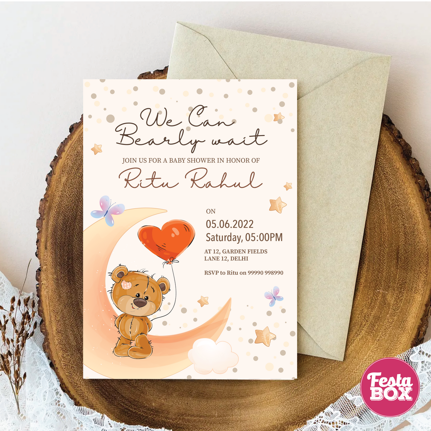 Baby Shower Invitation under the Teddy Bear Collection by Festabox