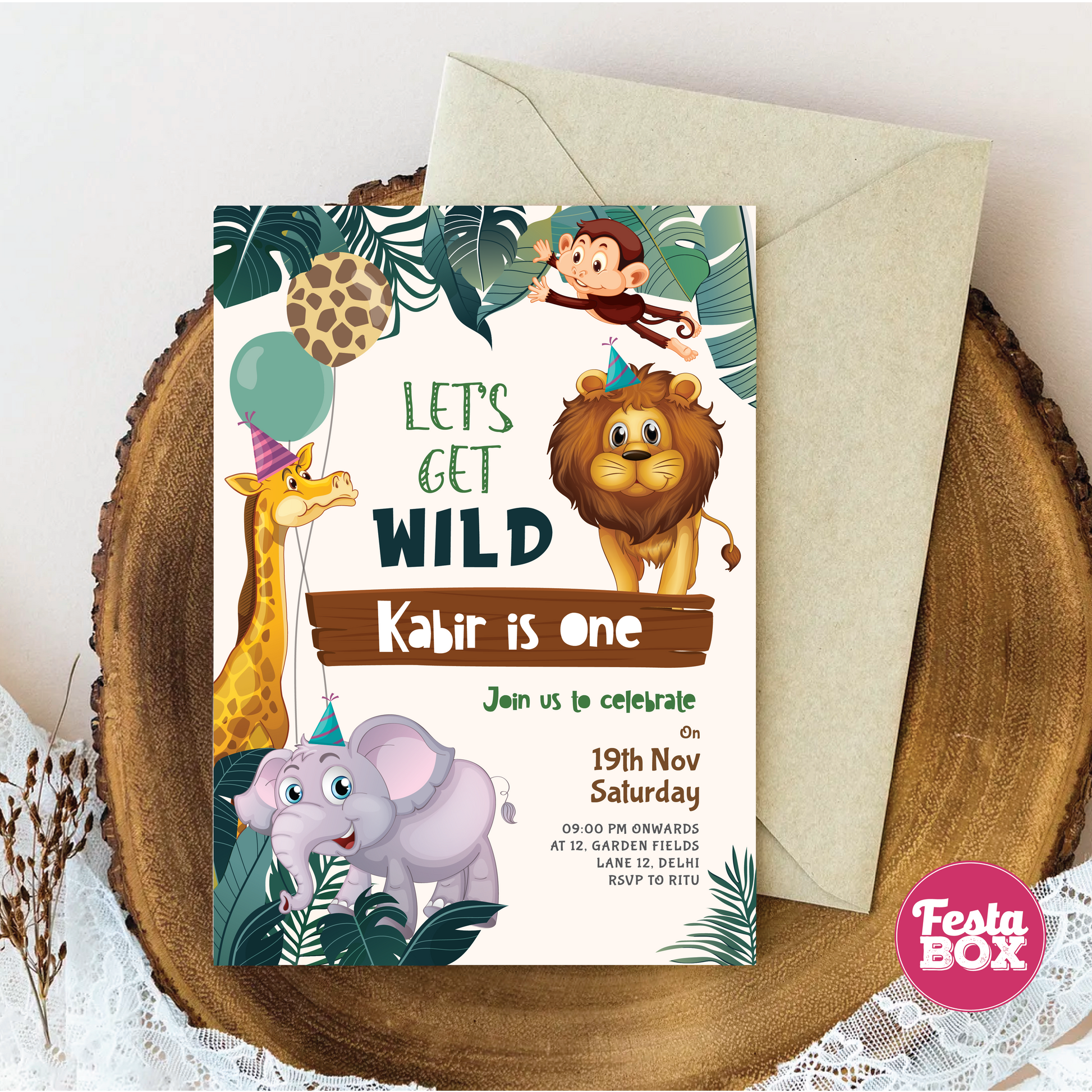 Birthday Party Invitation under Jungle Safari Birthday Party Theme Collection by Festabox