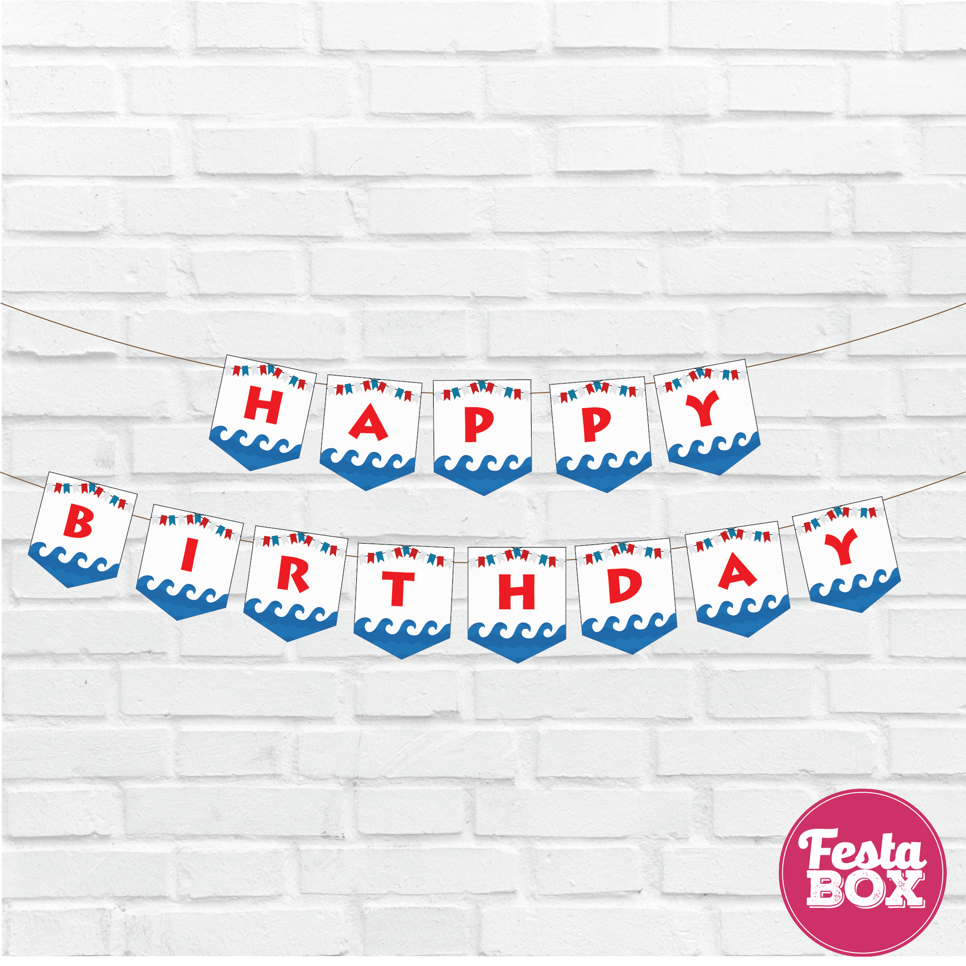 Happy birthday banner  - Nautical Theme - Option 2