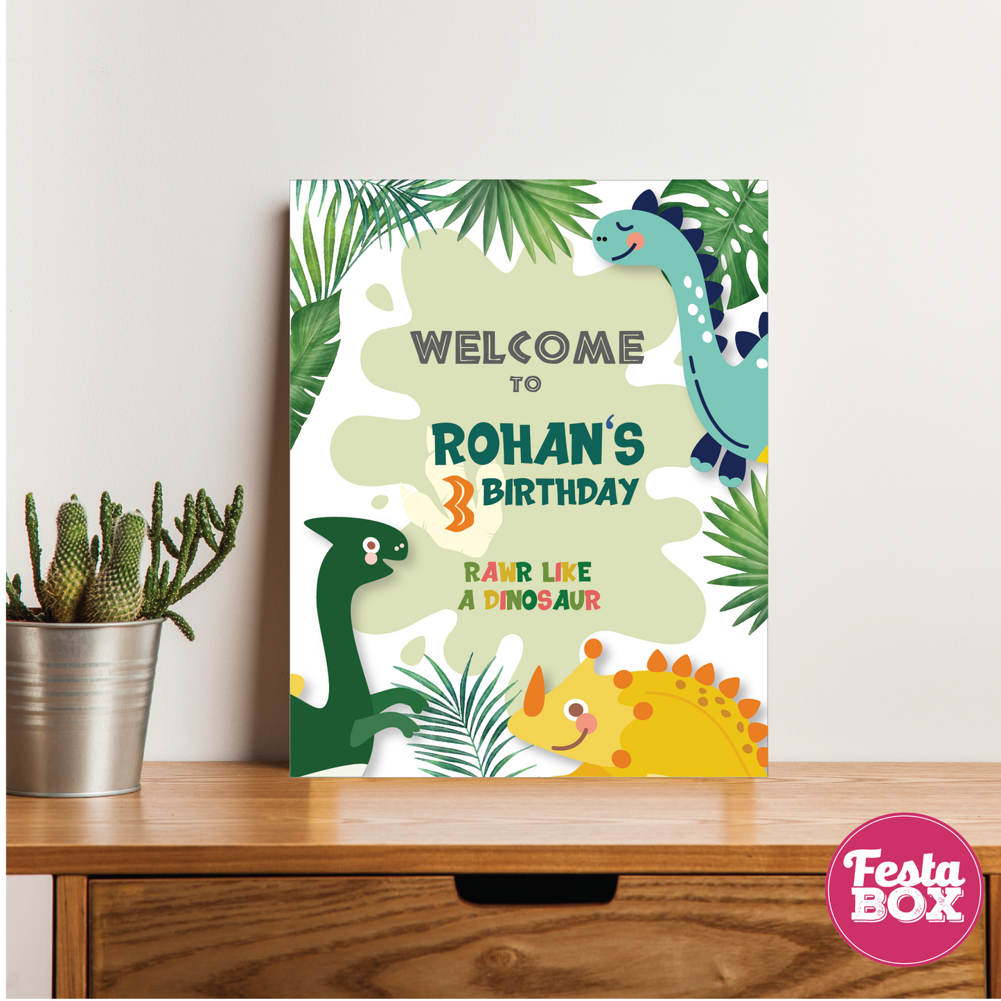 Welcome Sign for Birthday Party Decoration - Dinosaur Theme