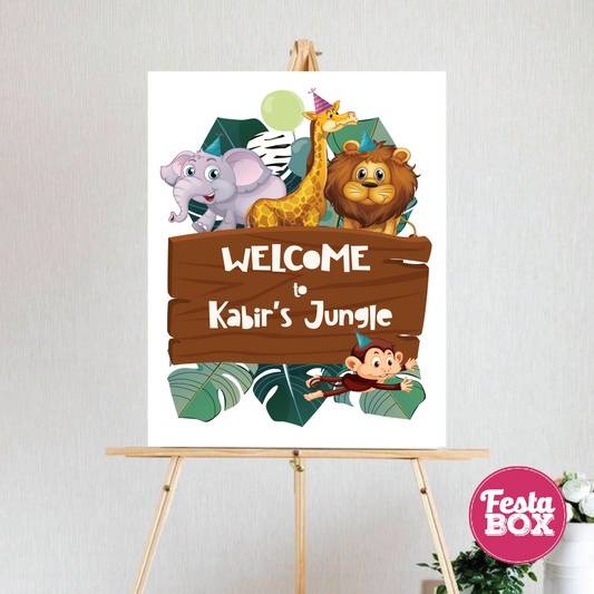 Welcome Sign for Birthday Party Decoration - Jungle Safari Theme