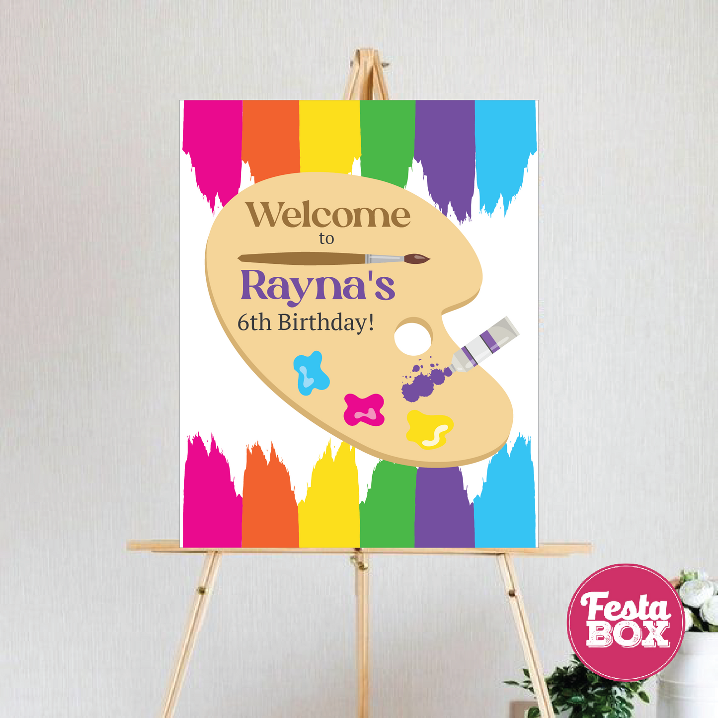 Welcome Sign for Birthday Party – Arts Theme by Festabox