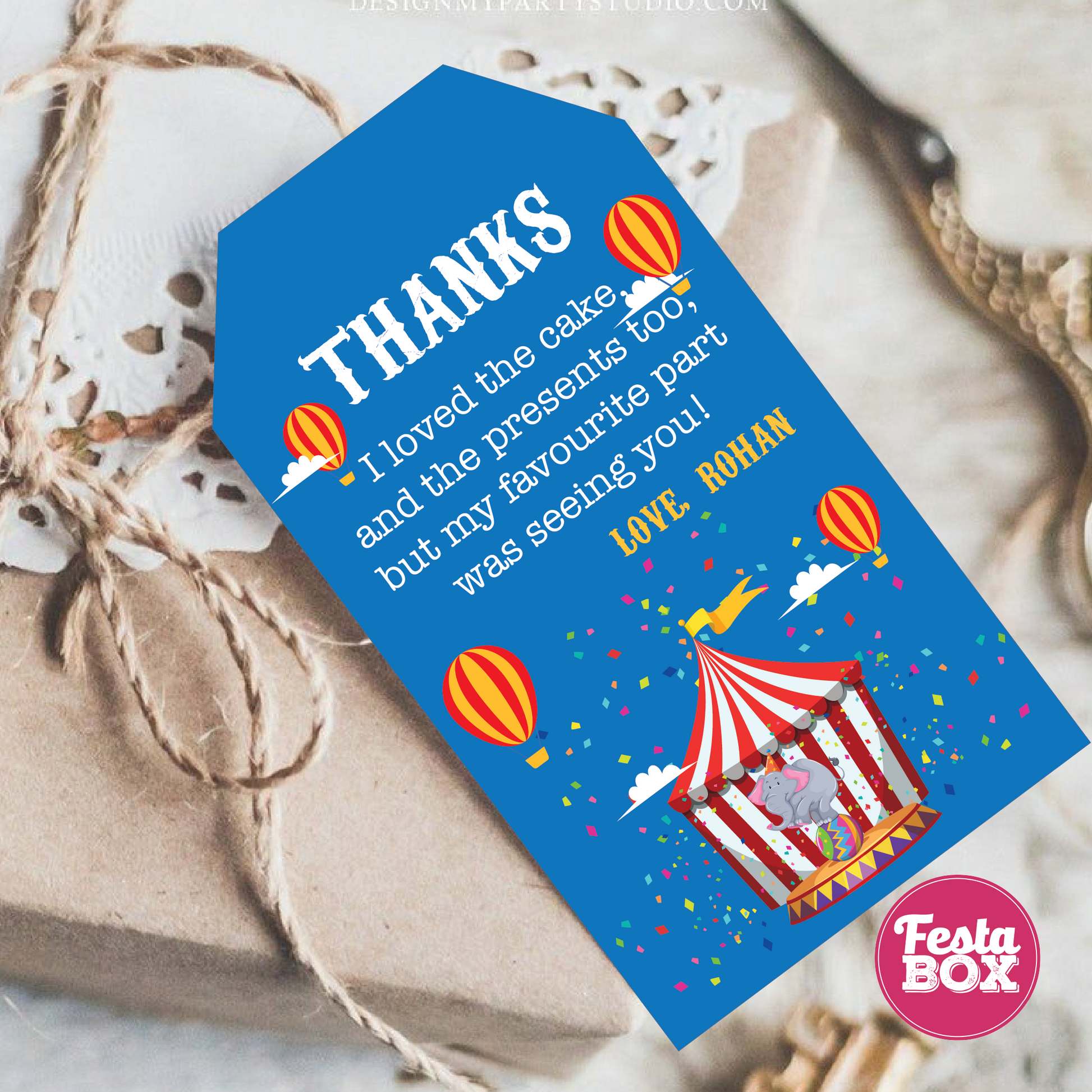 Gift Tags for Birthday Party - Carnival Theme by Festabox (Set of 6) - Option 1