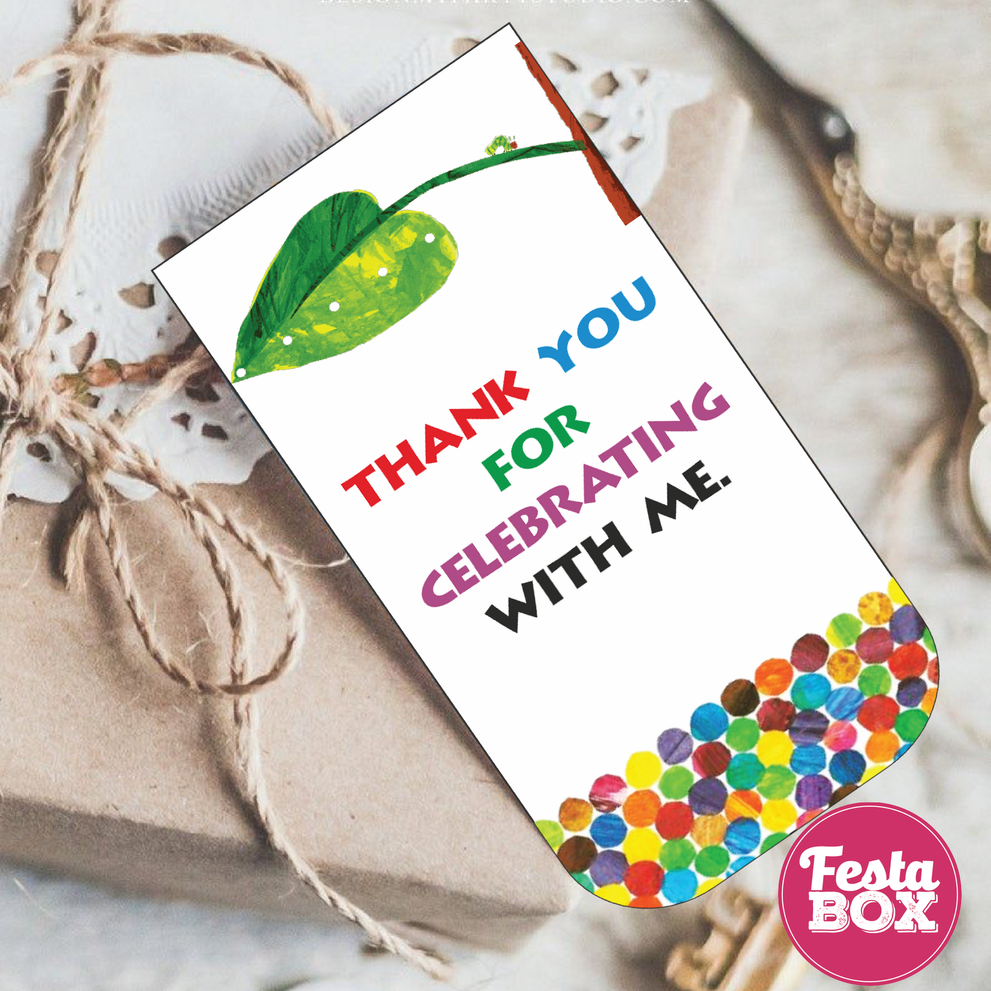 Gift Tags for Birthday Party - Hungry Caterpillar Theme by Festabox (Set of 6) - Option 1