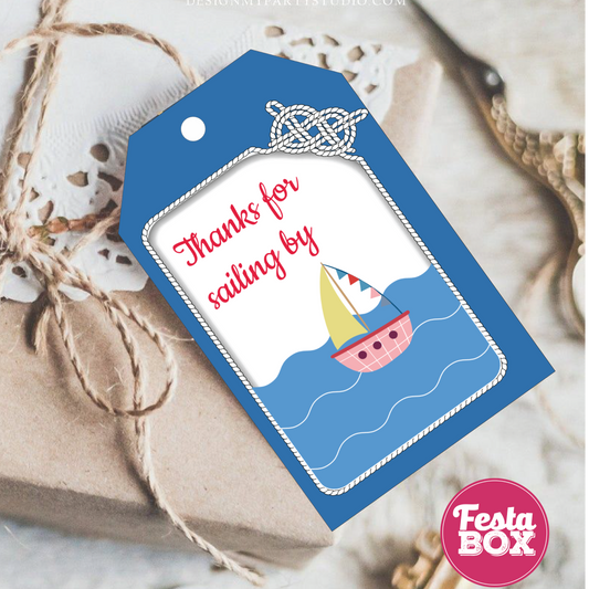 Gift Tags for Birthday Party Decoration - Nautical Theme (Set of 6) - Option 2