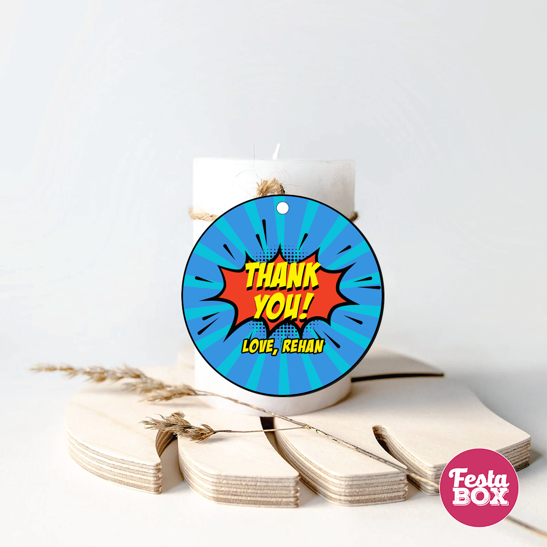 Gift Tags for Birthday Party Decoration - Superhero Theme (Set of 6) - Option 4