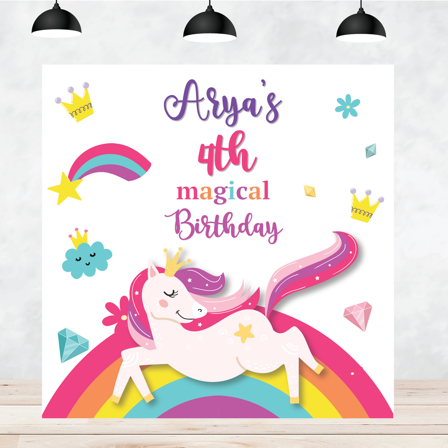 Unicorn Theme birthday Backdrop