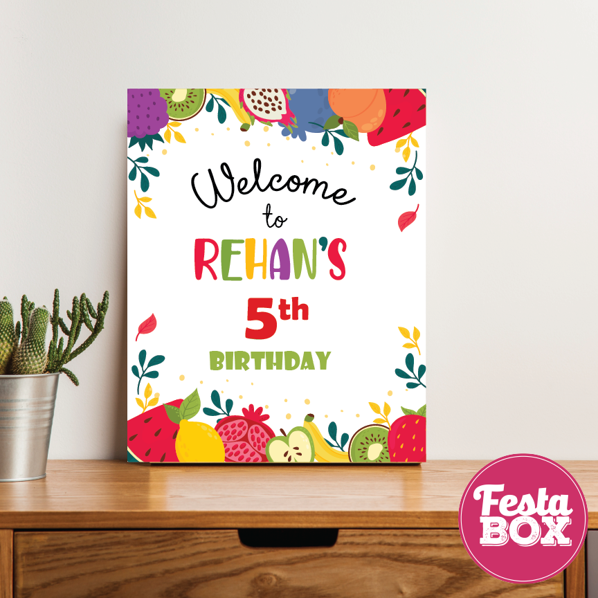 Welcome Sign for Birthday Party Decoration - Fruit Theme - Option 1