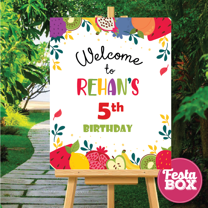 Welcome Sign for Birthday Party Decoration - Fruit Theme - Option 1