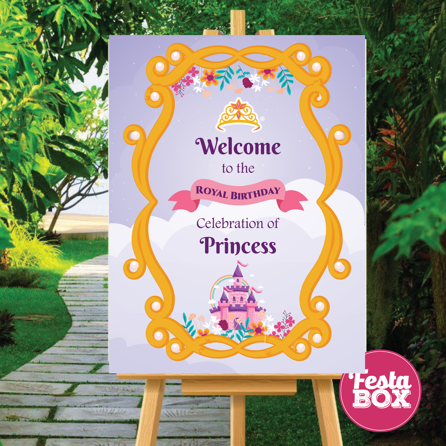Welcome Sign for Birthday Party Decoration - Princess Theme - Option 1