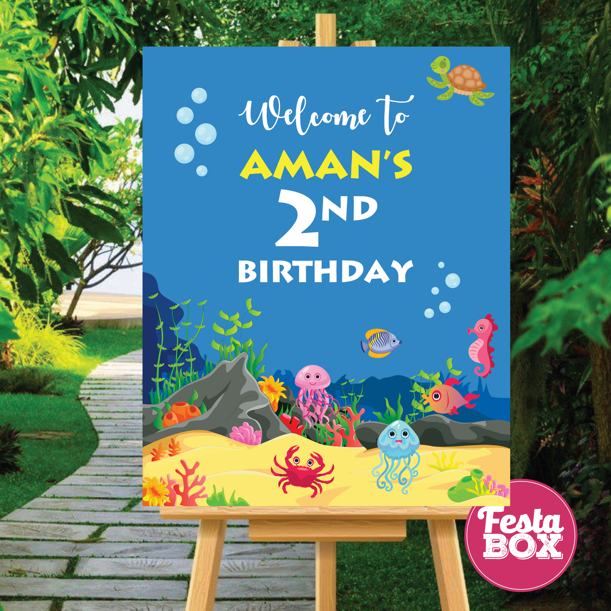 Welcome Sign Birthday Party Decoration - Under the Sea Theme - Option 1