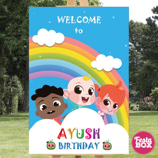 Welcome Sign for Birthday Party - Cocomelon Theme by Festabox