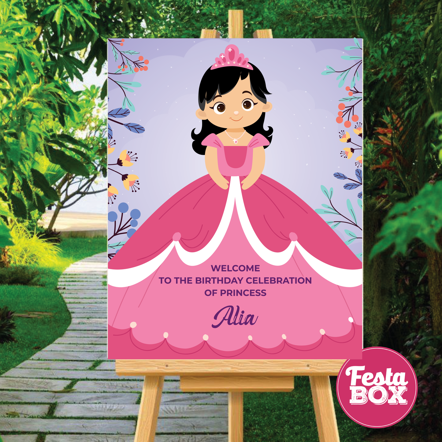Welcome Sign for Birthday Party Decoration - Princess Theme - Option 2