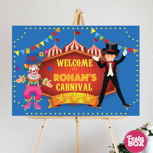 Welcome Sign for Birthday Party - Carnival Theme by Festabox